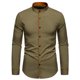 thumbnail image 2 of Blusa y camisa de manga larga con cuello alto para hombre, informal, lisa, a la moda, con botones, de poliéster, 2 of 7