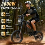 Electric Dirt Bike for Teens,Peak 2600W 38MPH Off-Road eMotorcycle,60V 23AH,up to 100 Miles,Full Suspension,14/12 Tire Mountain Bike UL2849