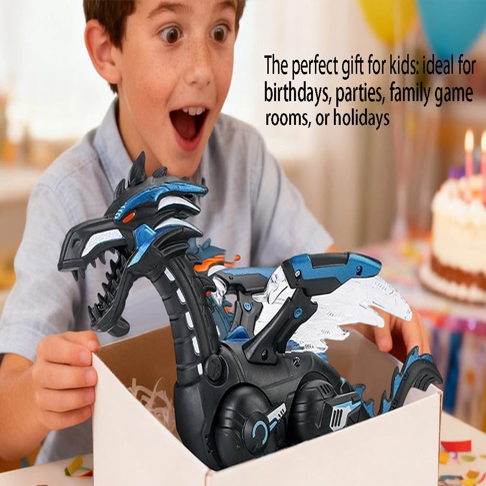 Generic Walking Dinosaur Robot Toy, Black, Educational Interactive STEM with Spray Lights, Ages 3-12, 1 Pack