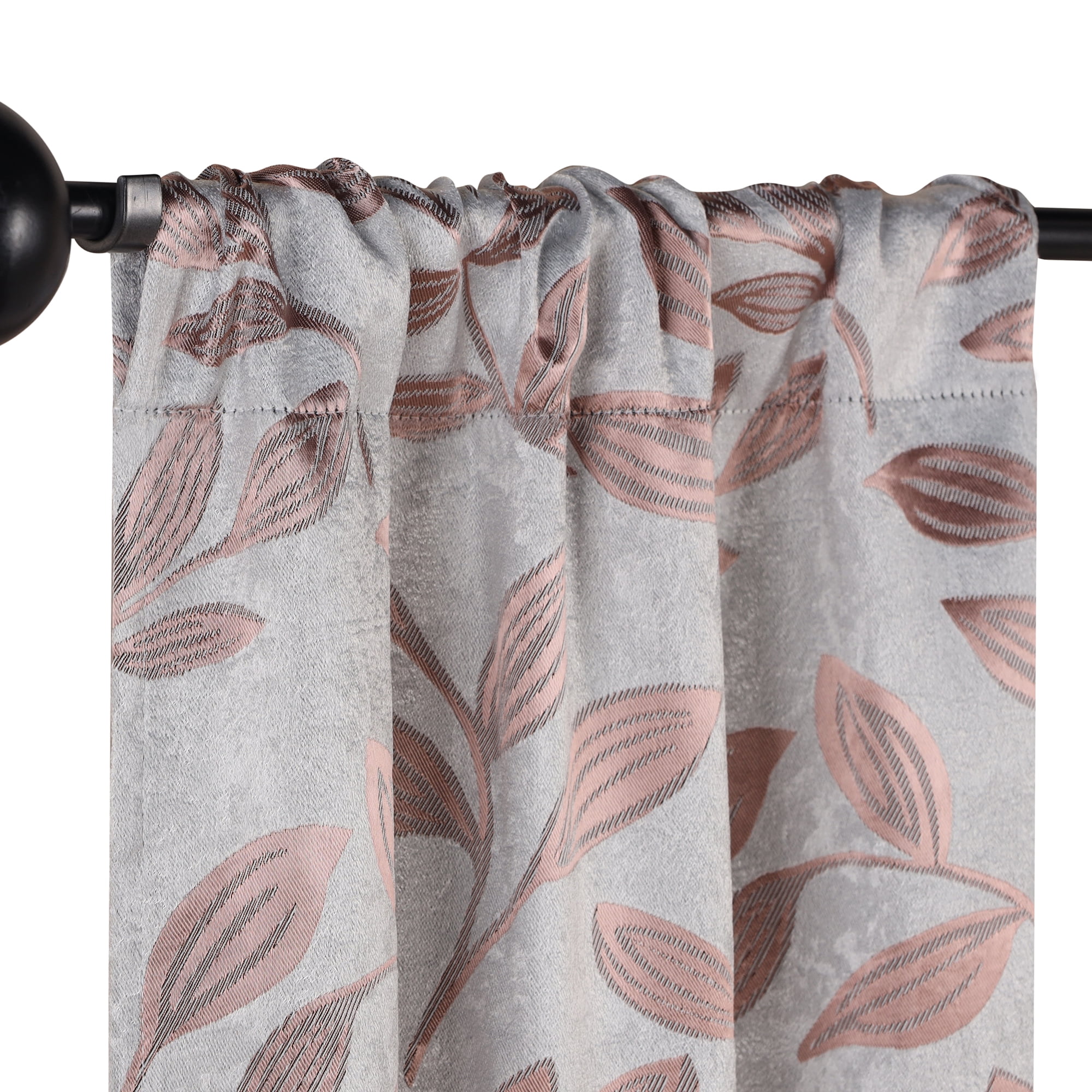 Superior Blackout Leaves Curtains Set of 2, Light Filtering Rod Pocket Curtain Panel Set, Champagne, 36"W x 84"L