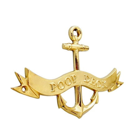 UPC 842010154492 product image for Brass Poop Deck Anchor With Ribbon Sign 8