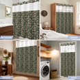 thumbnail image 7 of No Hook Shower Curtain, Green Botanical Shower Curtains for Bathroom with See Through Top Window, Antique Aesthetic Floral Blossom Waterproof & Washable Bath Curtain 66"x72", 7 of 7