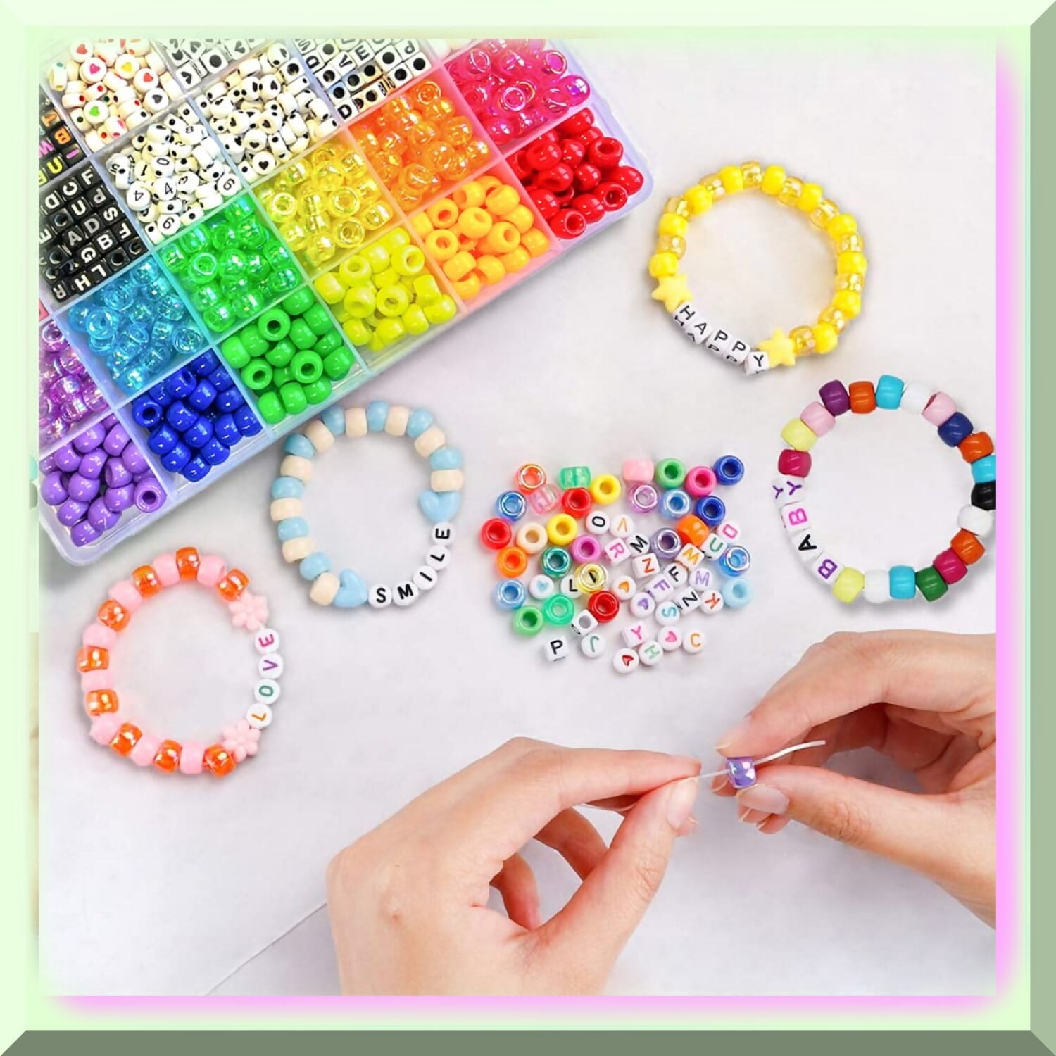 1300 Pcs DIY Children's Beads Friendship Bracelet Kit Create