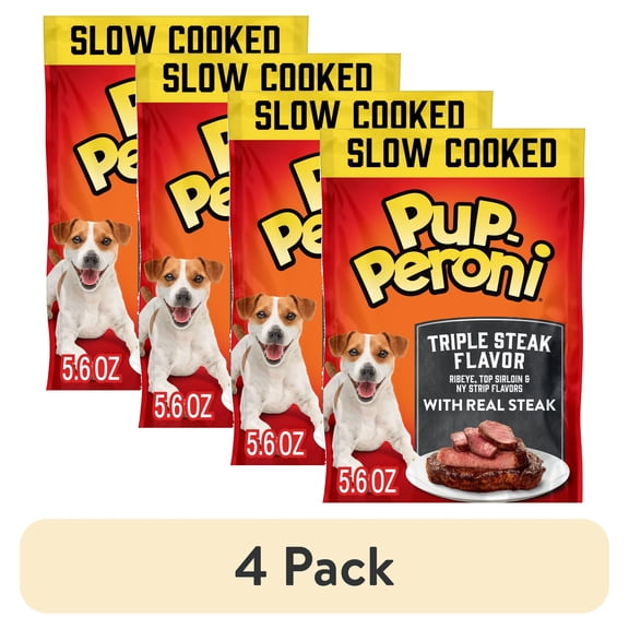 (4 pack) Pup Peroni Triple Steak Flavor Dog Treats, 5.6 Ounce Bag