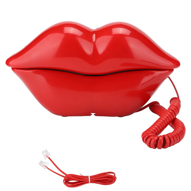 WX 3061 Conjunto de decoración del hogar para teléfono de Escritorio con Forma de Labio Lindo Multifuncional Rojo