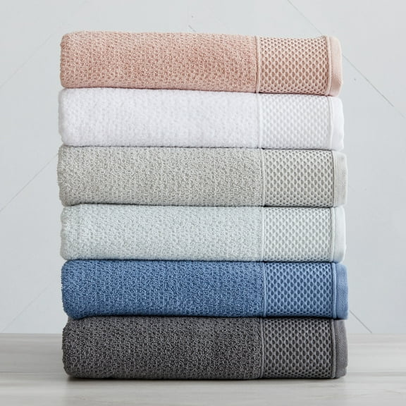 Market & Place 100% Cotton Textured 6-Piece Bath Towel Set, White