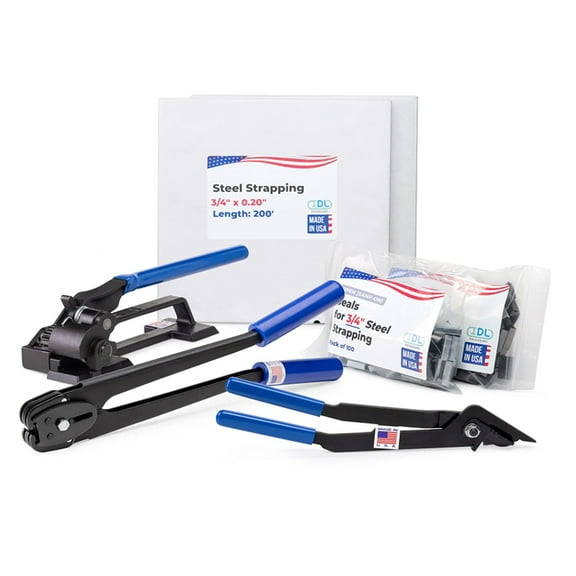 IDL Packaging USA Made 3/4" x 400' Steel Strapping Kit, 1700 lbs Break Strength