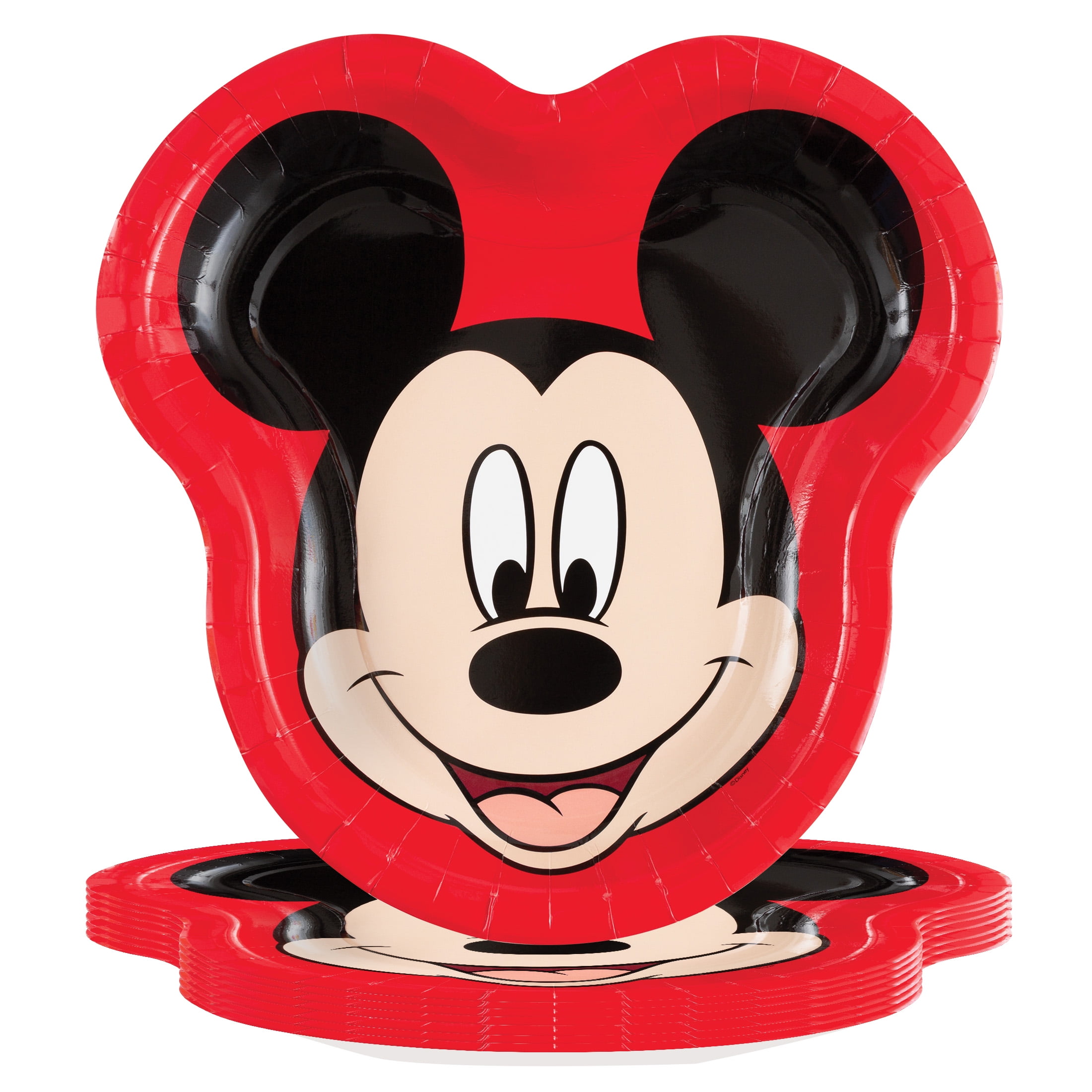 (4 pack) Mickey Mouse Shaped Paper Dinner Plates, 9in, 8ct