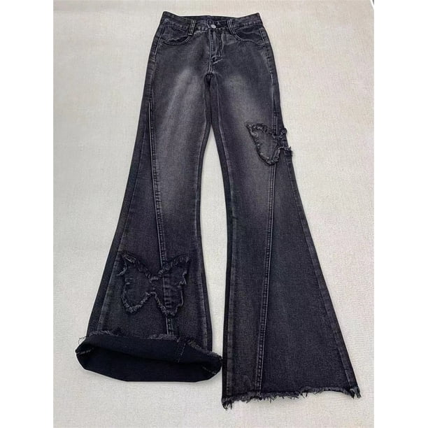 Harajuku Denim Trousers Y2k Trashy Emo 2000s Clothes Women's Blue
