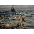 thumbnail image 2 of Ettore Tito 18x14 Black Ornate Wood Framed Double Matted Museum Art Print Titled - Return of Ulysses (1919), 2 of 5
