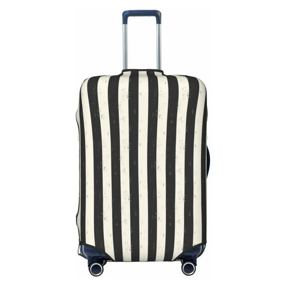 Kdxio Black And White Thick Stripes Pattern Luggage Cover for Travel,Elastic and Durable,Fits 18-32 Inch,Anti-Scratch Suitcase Protector-No luggage included