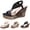 Black, variant on Wedge Sandals for Women Dressy Comfortable Boho Elastic Ankle Strap Slip on Summer Platform Shoes 2026 for Casual Wedding Black Size 7.5