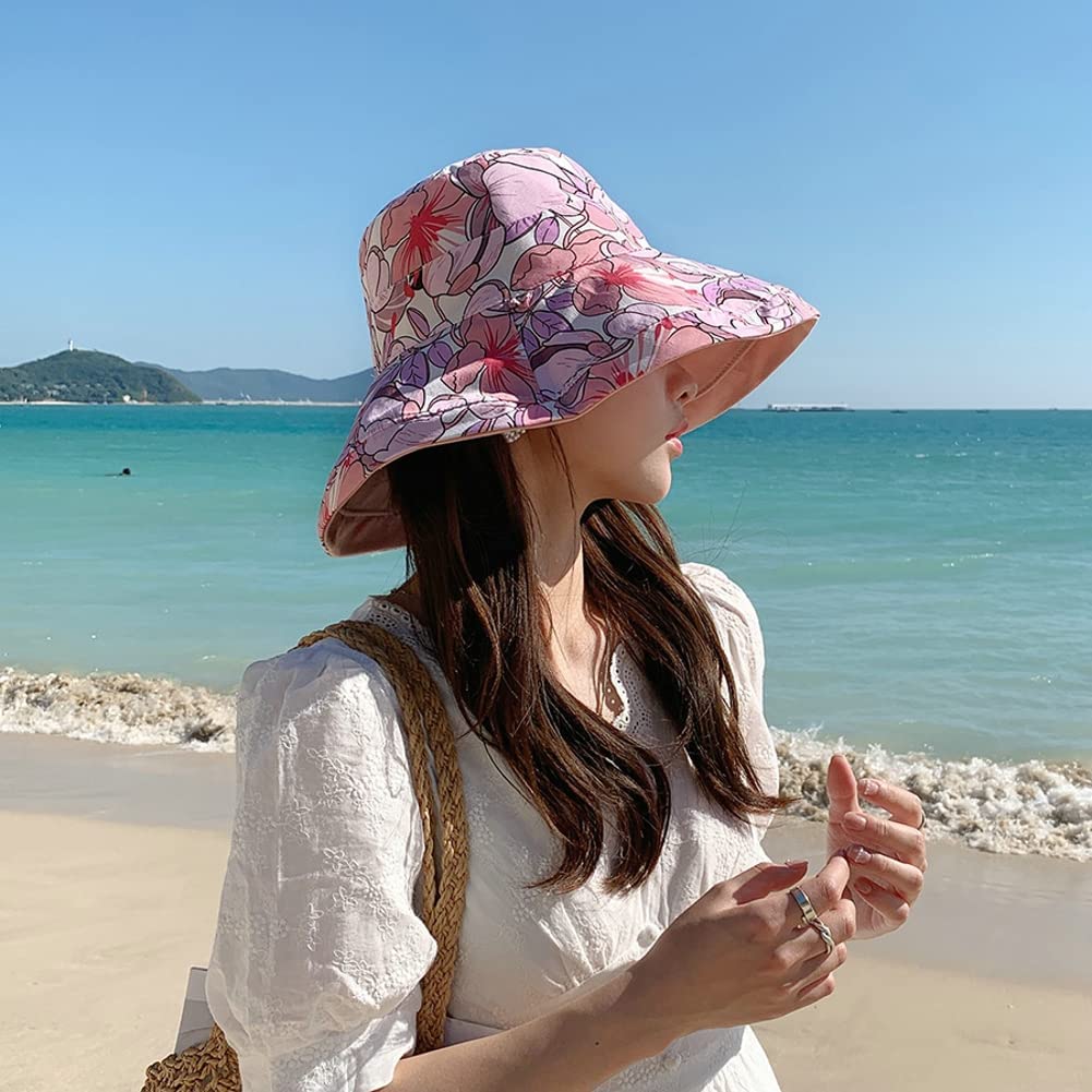 CoCopeaunts Women's Sun Hat Packable Reversible Bucket Hat UV Sun  Protection Wide Brim Fishmen Caps Summer Beach Cap Commute Outdoor 