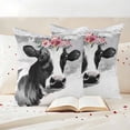thumbnail image 3 of Farmhouse Cow Outdoor Waterproof Pillow Covers, Watercolor Animal Botanical Flowers Decorative Square Throw Pillowcase Sofa Cushion Sham for Patio/Couch/Chair, 26"x26" 2 Pack, 3 of 8