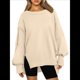 thumbnail image 1 of Sudaderas de Gran Tamaño para Mujer, Cuello Redondo, Larga, Informales, Holgadas, con Abertura, Otoño 2025 Albaricoque L, 1 of 8