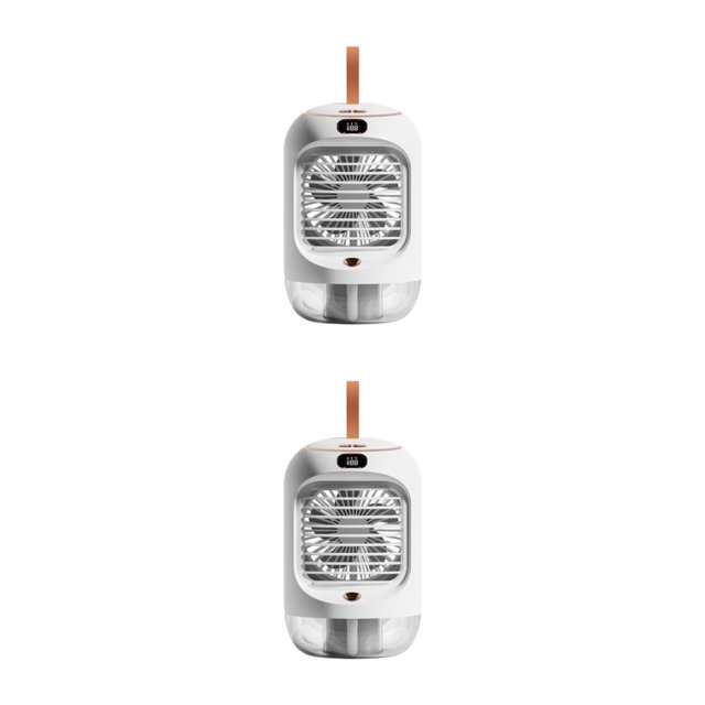 Ounissouiy Ventilador de aire acondicionado de 3600 mAh, Ventilador eléctrico de USB, Ventilador de refrigeración por pulverización Blanco 2piezas