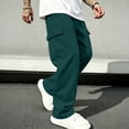 thumbnail image 2 of Resicozy Baggy Sweatpants Men Wide Leg Casual Joggers Cotton Loose Drawstring Elastic Waist Pants with Pockets Dark Green 2XL, 2 of 6