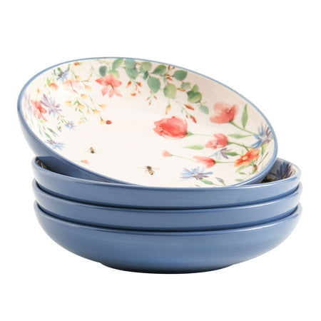 

Bico Summer Provence Ceramic 35oz Dinner Bowls Set of 4 for Pasta Salad Cereal Soup & Microwave & Dishwasher Safe