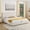Beige +King, variant on Queen Upholstered Bed with Storage, Vertical Striped Headboard, Luxury Fluffy Faux Fur Fabric, Gas Lift Double Bed,Beige