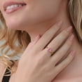 thumbnail image 4 of Gem Stone King 18K Yellow Gold Plated Silver Pink Moissanite and White Created Sapphire 3-Stone Rings for Women (1.46 Cttw, Gemstone, Oval 8X6MM, Available in Size 5, 6, 7, 8, 9), 4 of 4