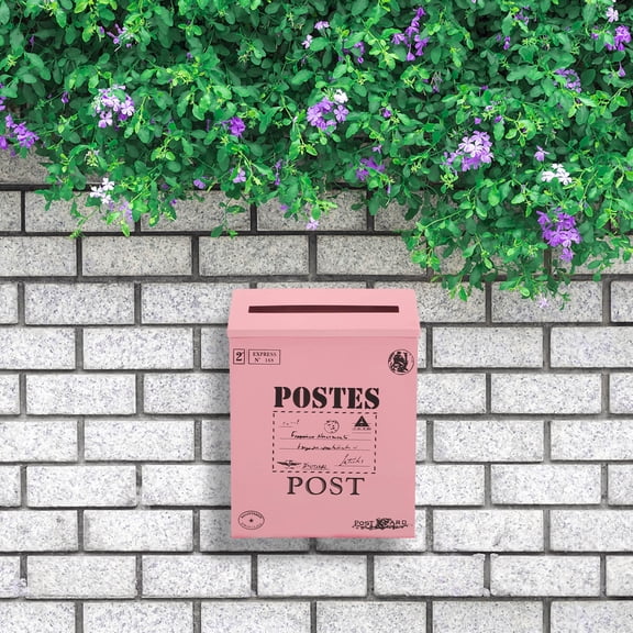PAMINGONO Wall Mount Mailbox Outdoor Wall Mailbox Pink Lockable Families 1Pack
