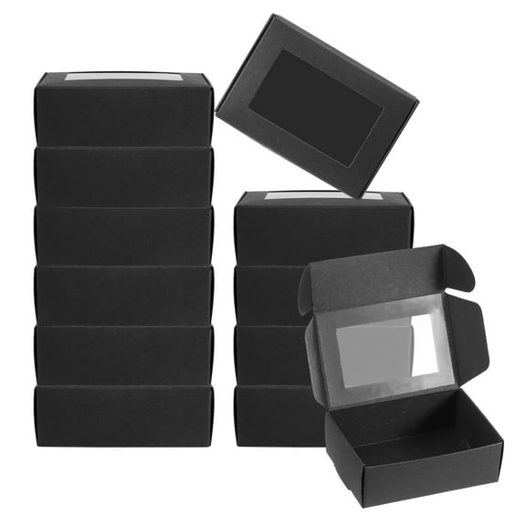Uxcell 3.5"x2.5"x1" Paper Soap Box with Window Homemade Soap Boxes Rectangle Presents Packaging Boxes, Black 30 Pack