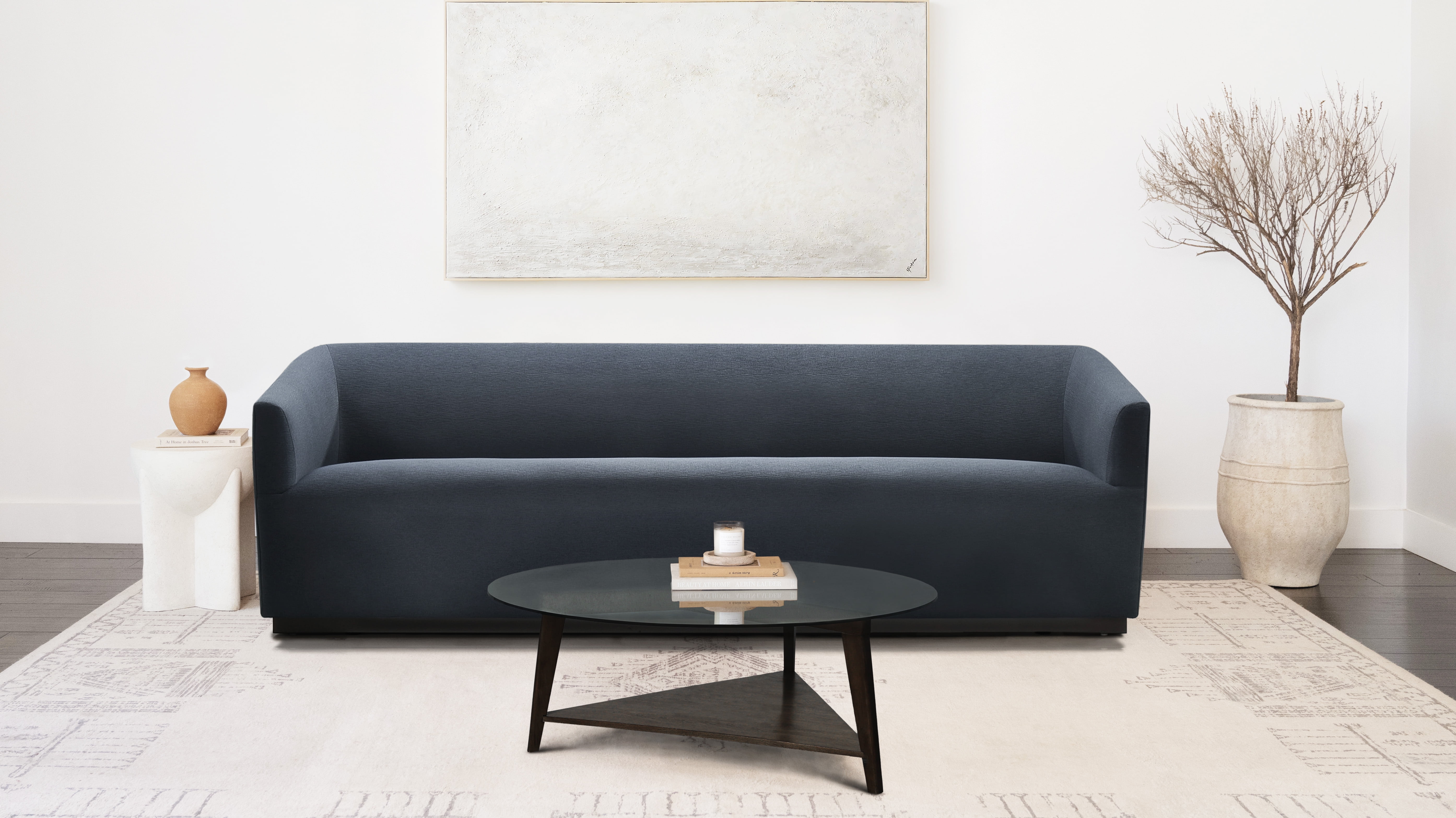 Devon & Claire Sloane StainResistant Fabric Sofa Couch, Blue