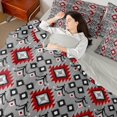thumbnail image 4 of Manfei Bohemian Aztec Bedding Comforter Set 7 Pieces for Adult, Grey Red Tribal Geometric Full Bedding Set, Southwestern Reversible Fitted Sheet Flat Sheet, Luxury Bedroom Decor, 4 of 7