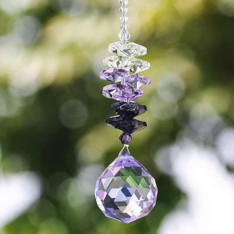 H&D HYALINE & DORA Hanging Crystal Suncatcher w/ 30mm Purple Crystal Prism  Ball 