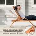 thumbnail image 4 of Outsunny Larch Wood Lounge Chair, 4-Level Adjustable Tanning Chair, Full Flat Patio Lounger with Mesh Seat for Patio Beach, Black, 4 of 9