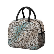 Womens Leopard and Tiger Pattern Lunch Box for Work,Insulated Lunch Bag for Women,Loncheras Para Mujer,Leakproof Adult Lunch Bag for Work,Beach,Travel,Picnic,Camping
