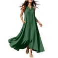 thumbnail image 2 of ClodeEU Women's V Neck Sleeveless Maxi Dress with Pockets,Casual Loose Flowy Summer Swing Dress Green,Women's Plus XXL, 2 of 9