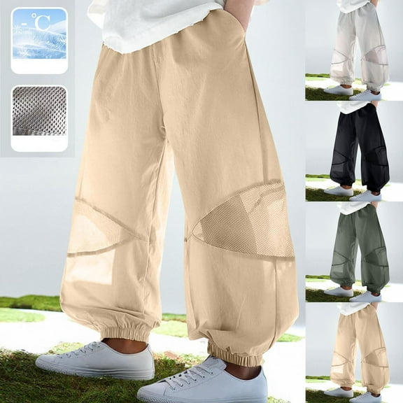 HVOBTTY Toddler Wide Leg Trousers, Fall Long Pants for Kid, Kids Solid Color Mesh Breathable Lightweight Mosquito Proof Pocketed Long Pants Black, 9-10 Years