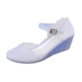 thumbnail image 2 of Women's Jelly High Heel Sandals Hollow Out Beach Sandals with Bukle Straps (Blue 40), 2 of 6
