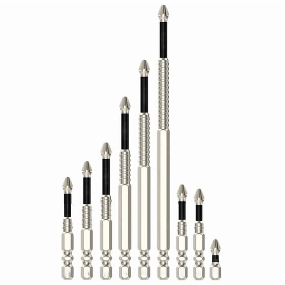 9pcs PH2 -Magnetic Screwdriver Bit Anti-Slip Long Drill Bits 25-150mm for Electric Screwdrivers Hand Drills