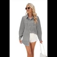 thumbnail image 3 of Camisas de Rayas con Botones para Mujer, Rayas Blancas y Negras, Talla L, 3 of 10