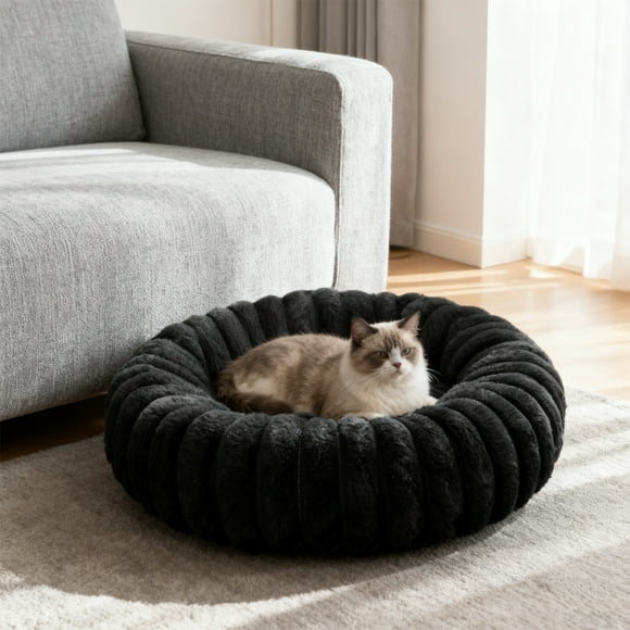 Linnome Lit pour Animal en Peluche, Coussin Chaud d'Hiver 15,7 Pouces pour Petits Chiens et Chats, Confort et Repos à l'Intérieur