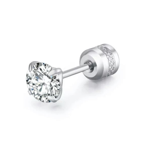 K-KED Womens Earring Delicate Jewelry Stud Earring Ear Decoration Piercing Small Zircon Round-silver-3mm
