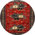 thumbnail image 1 of Ahgly Company Indoor Round Traditional Brown Persian Area Rugs, 4' Round, 1 of 6