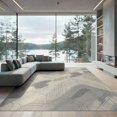thumbnail image 2 of ODIKA 6'x9' Washable Area Rug Non-Slip, Chair-Friendly, Grey Interlocking Under Shapes Composition Contemporary Asymmetrical Balanced for Dining Room, Table, Office Décor, 2 of 7