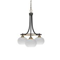 thumbnail image 1 of Paramount Downlight, 3 Light, Chandelier In Matte Black & Brass Finish With 7" White Muslin Glass, 1 of 1