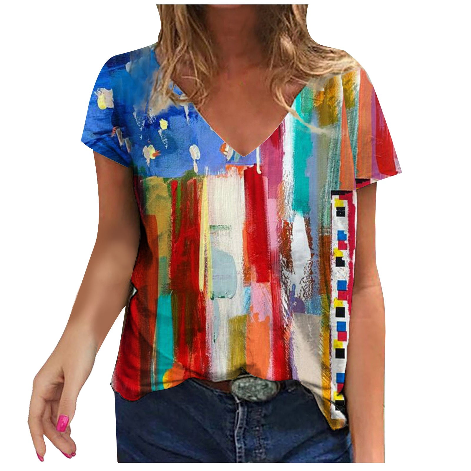 Oalirro American Flag Floral Shirts for Women 4th of July Casual Tops