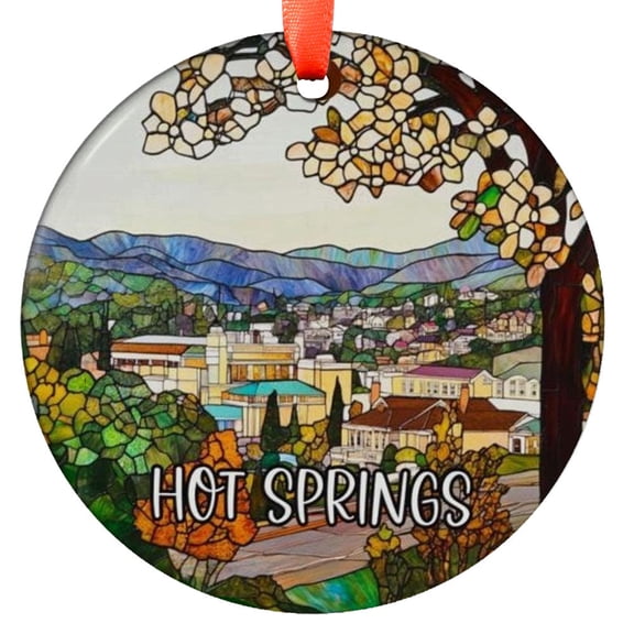 Custom Hot Springs Arkansas Ornament |Faux |Unique Souvenir |Vacation Travel Gift | Holiday Christmas Decor, Holiday Keepsake, Xmas Tree Hanging Decoration, Seasonal Gift Idea, Col