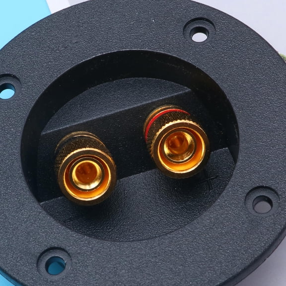 FOLOYORI 2-Pack Black Round Speaker Terminal Connectors for Car Audio, Stereo Systems, Subwoofer Boxes, and Sound Equipment