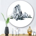 thumbnail image 2 of Designart 'Minimalistic Landscape of Forest and Mountains' Modern Circle Metal Wall Art 23x23 - Disc of 23, 2 of 5