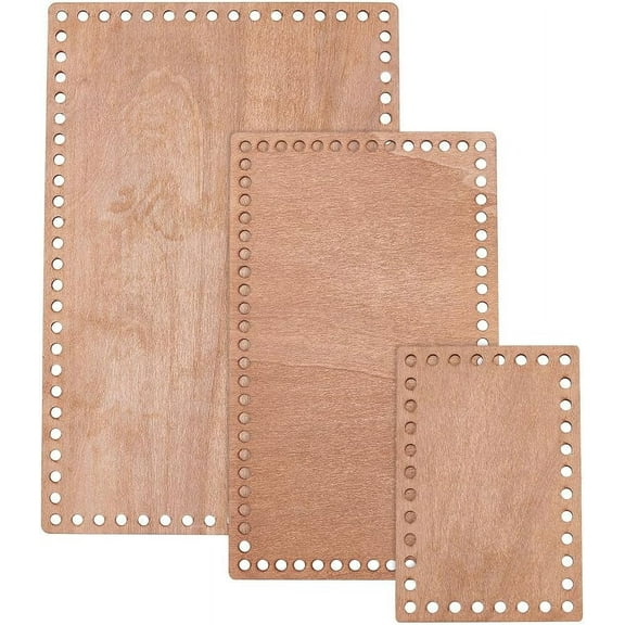 3 Sizes Wooden Basket Bases Rectangular Blank Crochet Bag Bottom Crochet Bottom Accessory for DIY Basket Craft Weaving for Knitters Crocheters Beginners Length 5.9/9.8/11.8 inch for making