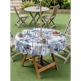 thumbnail image 3 of Outdoor Tablecloth with Umbrella Hole and Zipper, Watercolor Forest Blue Round Table Cloth 54 Inch Waterproof Tablecloth, Abstract Art Modern Trees Picnic Table Cover for Patio Camping, 3 of 7