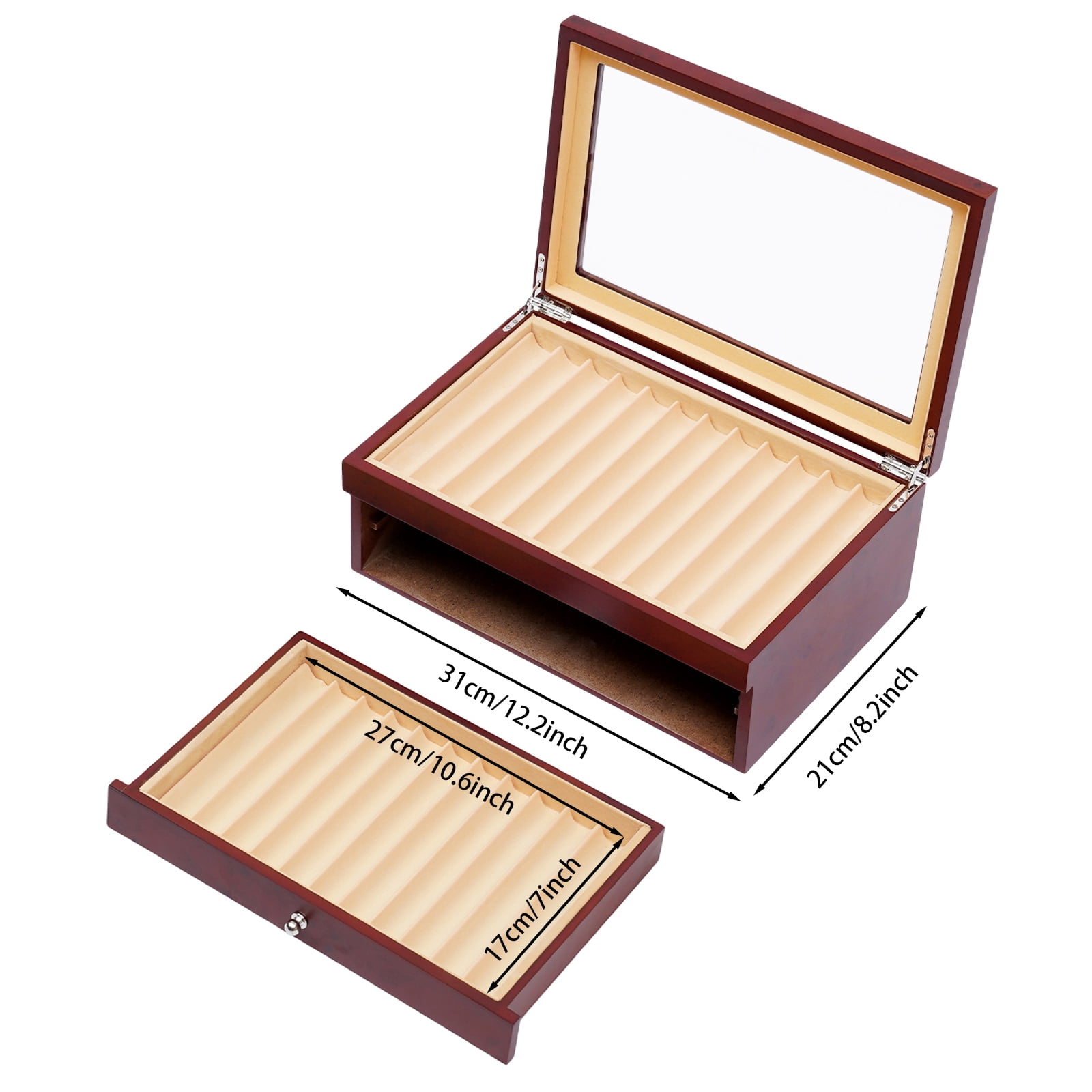 Pen Display Box 3 Tiers and 34 Separate Compartments for Storing Fountain Pens, Ballpoint Pens, Marker Pens, and Other Pens in Your Bedroom, Study Room, or Living Room