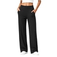 thumbnail image 2 of Ovbmpzd Yoga Pants for Women Ladies Petite Straight-Leg Black Leggings Casual Long Mid Waist Leggings,M, 2 of 6