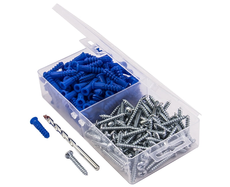 200 Pc. Plastic Ribbed Anchor Kit With Masonry Drill
